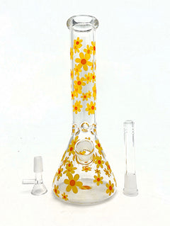 10" Flower Design Glass Bong