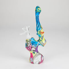 7" Single chamber graphic silicone bubbler-Assorted