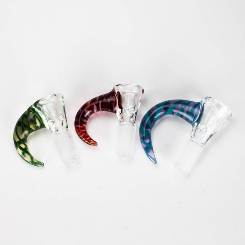 Shine Glassworks | 14mm 3 Hole Clear Bowl with Horn - Made in Canada