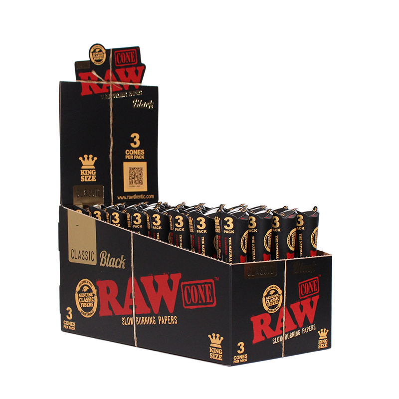 RAW | Black Natural King size Unrefined Pre-Rolled Cone